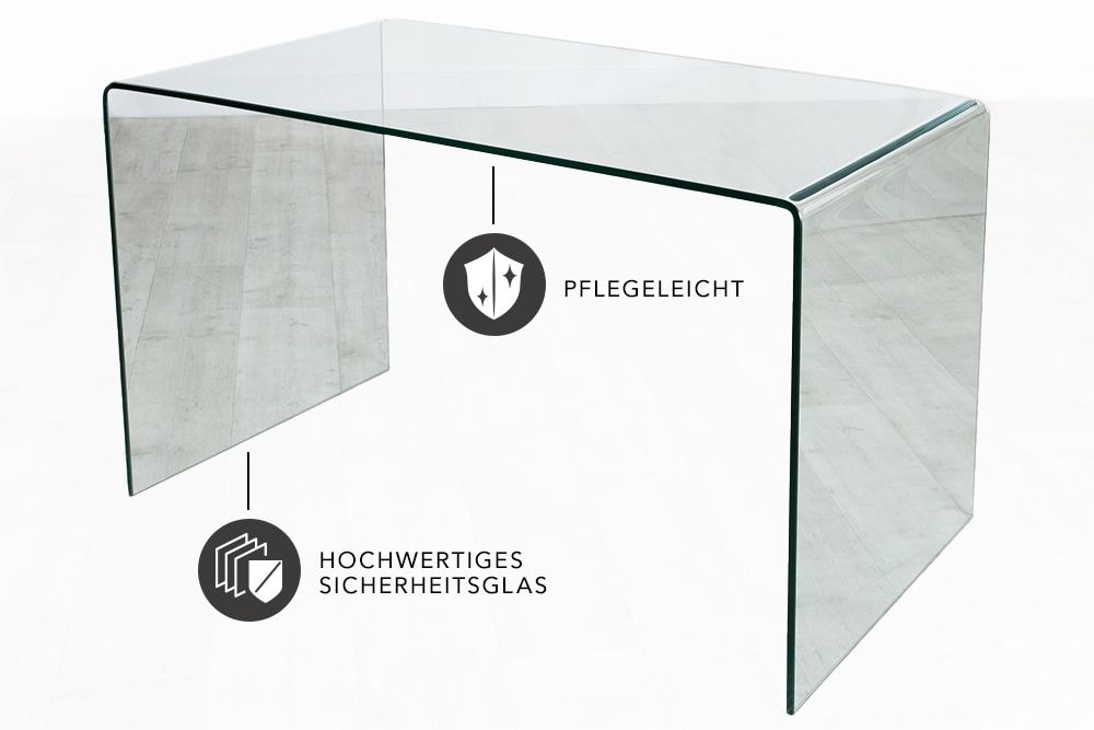 Extravaganter Glas Schreibtisch FANTOME 120cm transparent Esstisch Ganzglastisch
