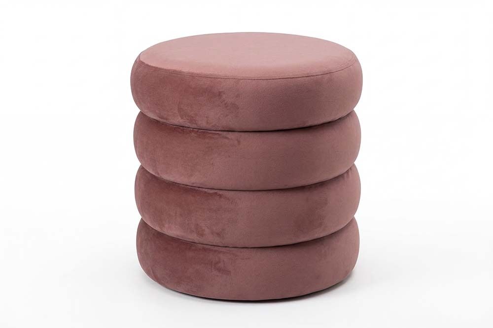 Runder Polsterhocker VOGUE 40cm rosa Samt mit Stauraum