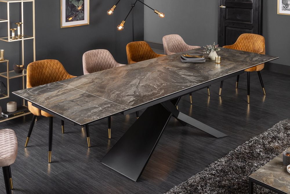 Ausziehbarer Esstisch EUPHORIA 180-220-260cm taupe anthrazit Keramik made in Italy