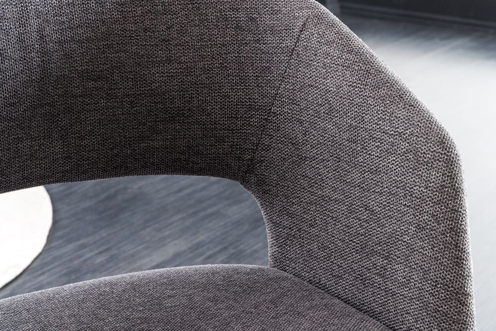 Design Stuhl NORDIC STAR grau Strukturstoff Massivholz mit Armlehne gepolstert