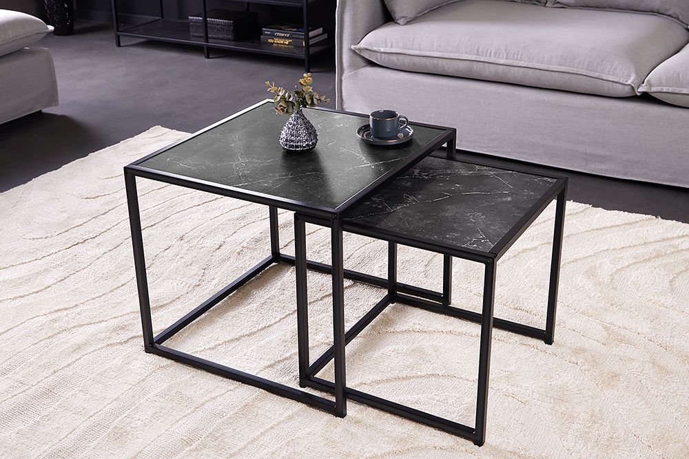 2er Set Beistelltische SLIM LINE 50cm graphit Metall Couchtische