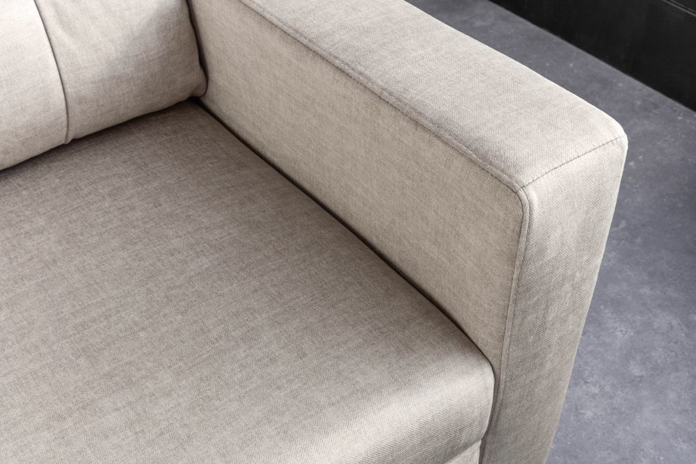 Sofa mit Schlaffunktion SMART 140cm champagner beige hochwertiger Vogue Seiden Samtstoff