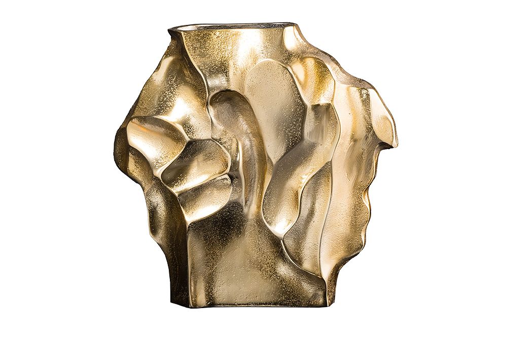 Handgefertigte Vase LIQUID 30cm gold Metall Hammerschlag Design