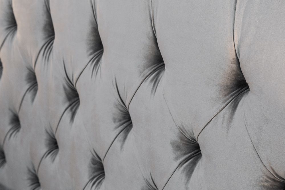 Design Doppelbett PARIS 180x200cm silber grau Samt Chesterfield