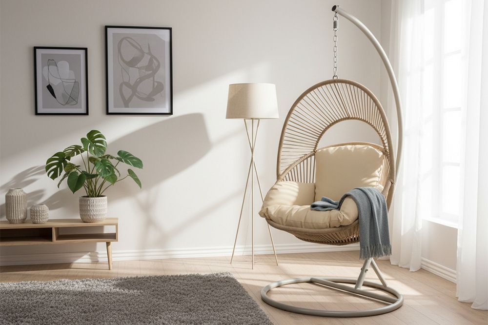 In- und Outdoor Hängesessel AIR ROPE beige greige inkl. Kissen