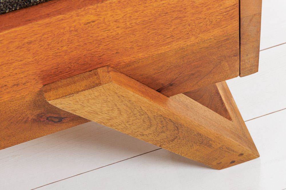 Design Bett SCORPION 180x200cm braun Mangoholz 3D Schnitzerei Massivholz Doppelbett