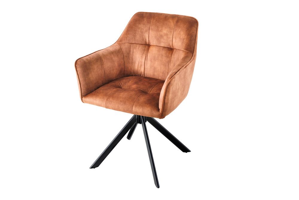 Design Stuhl LOFT rost braun Samt drehbar Metallgestell schwarz mit Armlehne