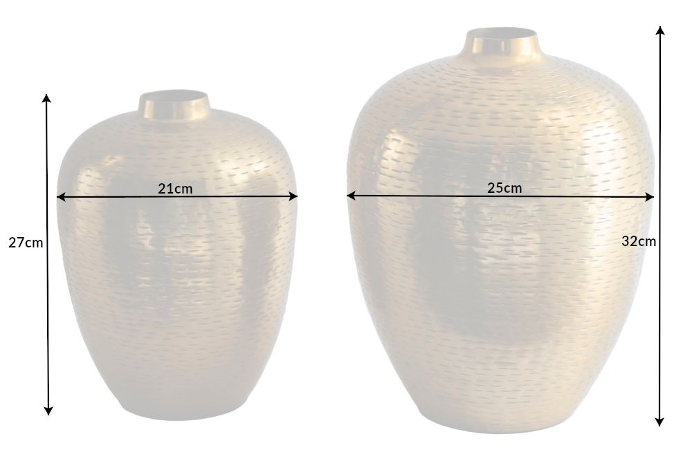 Elegantes Vasen 2er Set ORIENTAL 32cm gold im Rice Hammerschlag Design