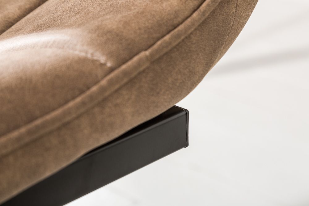 Design Freischwinger Stuhl MIAMI taupe antik Microfaser Metallgestell matt schwarz