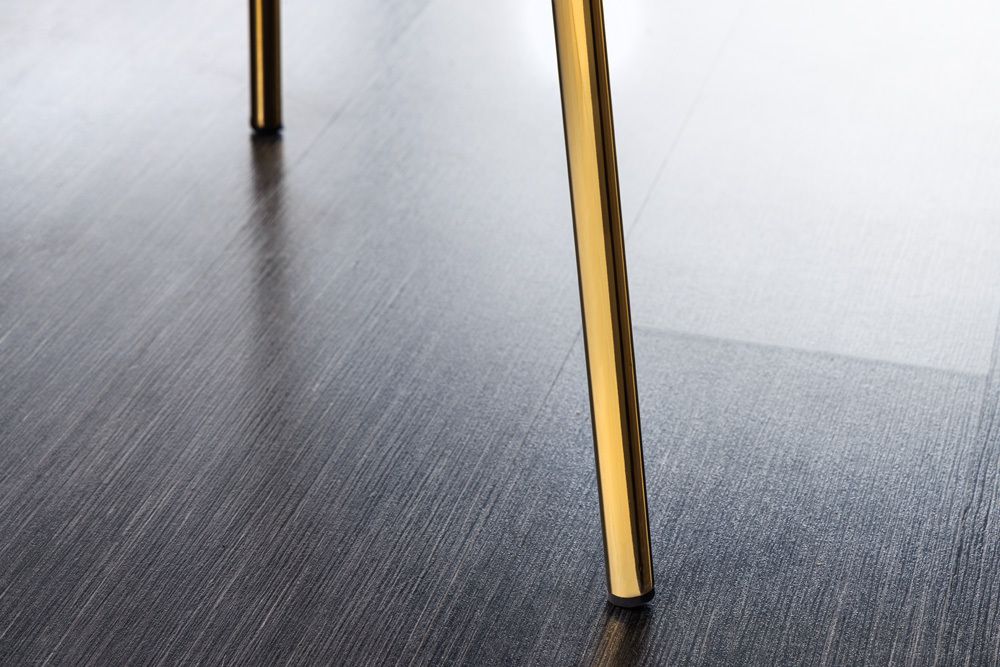 Design Stuhl VOGUE weiß Bouclé goldene Metallbeine
