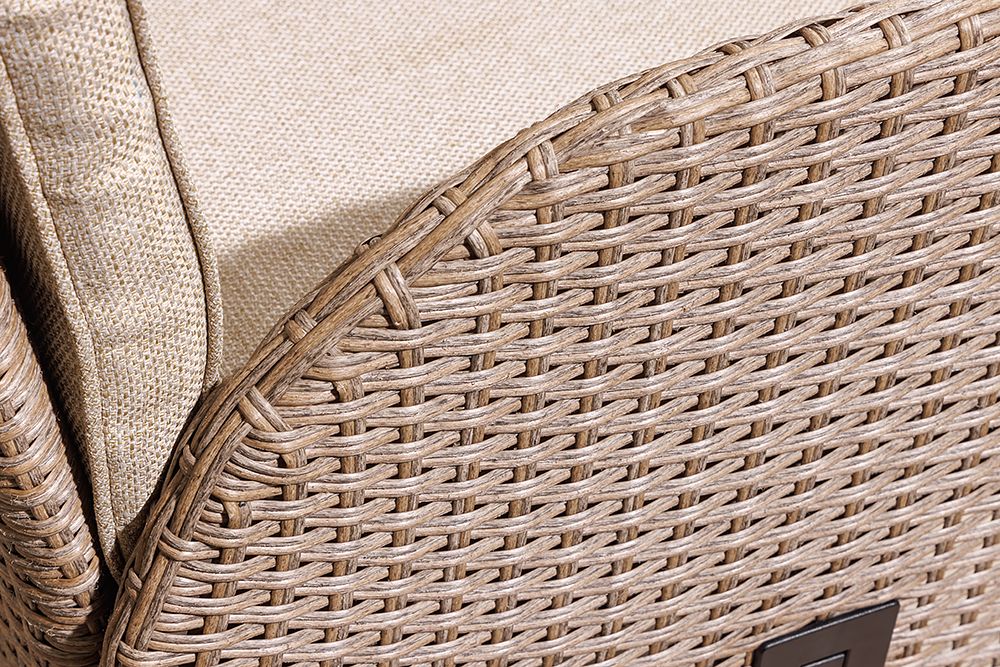Outdoor Gartenstuhl SYLT natur beige Polyrattan Hochlehner mit Armlehne verstellbar wetterfest