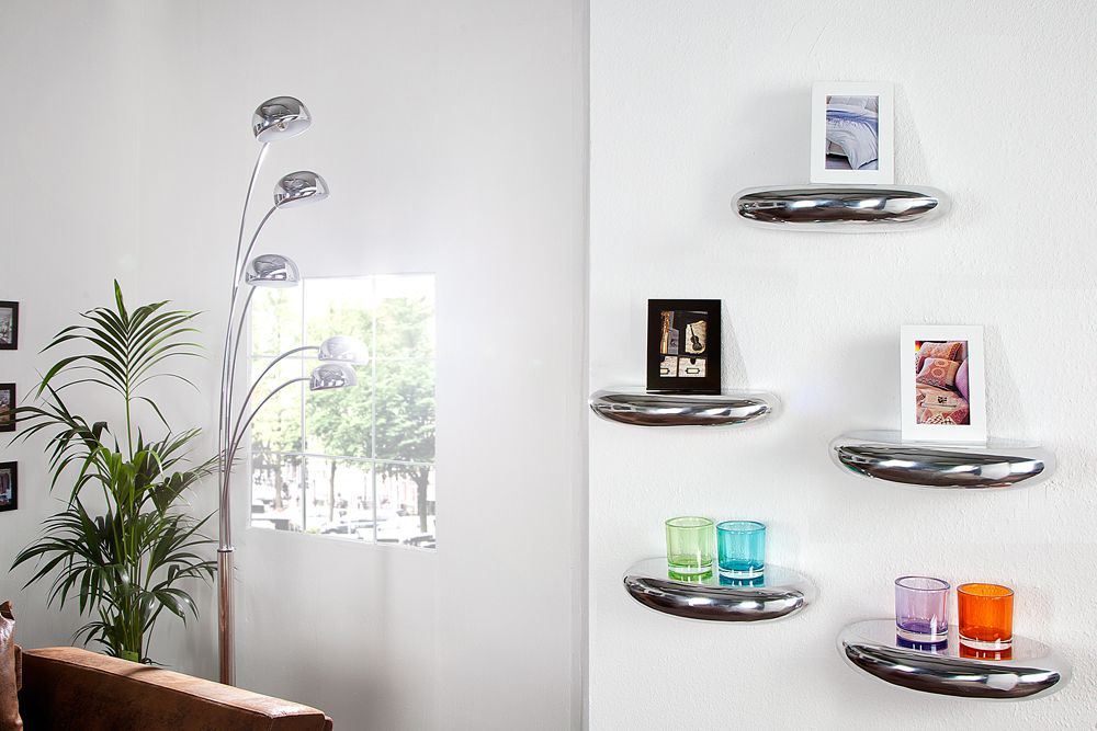 Modernes Design Wandregal TEAR 40cm silber Aluminium