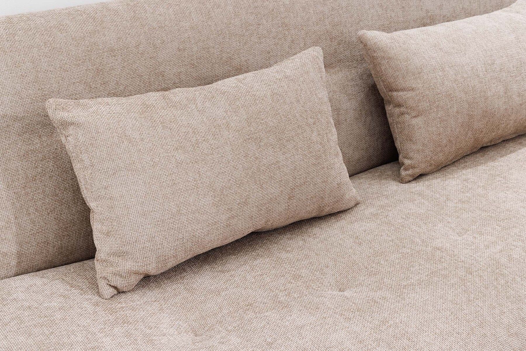 Modernes Schlafsofa ELYPSE 200cm greige Chenille 3-Sitzer Couch inkl. Kissen