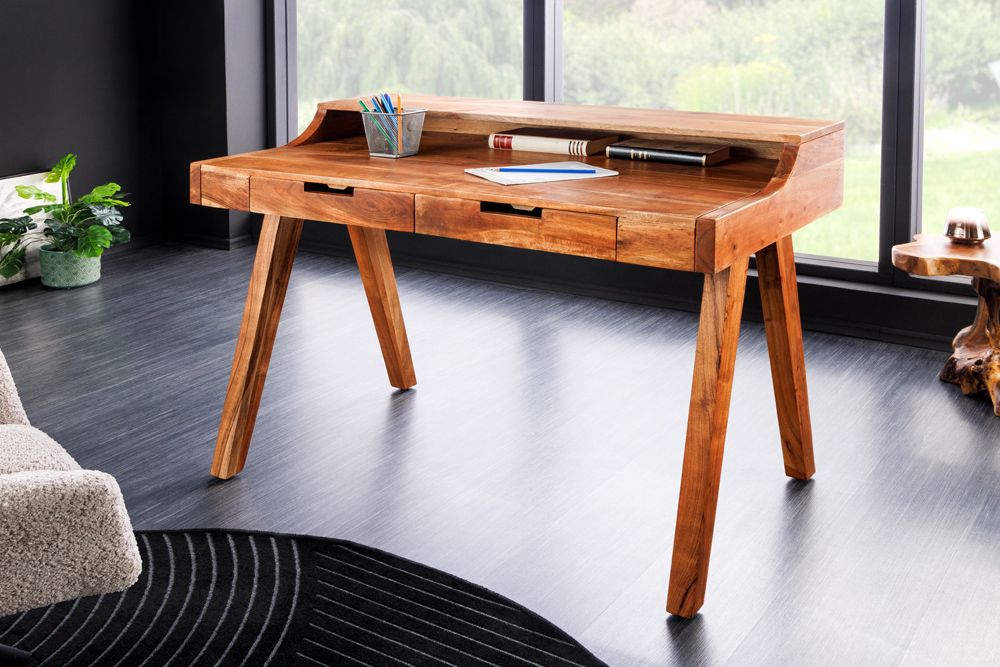 Massiver Sekretär MONSOON 100cm natur Akazienholz Schreibtisch