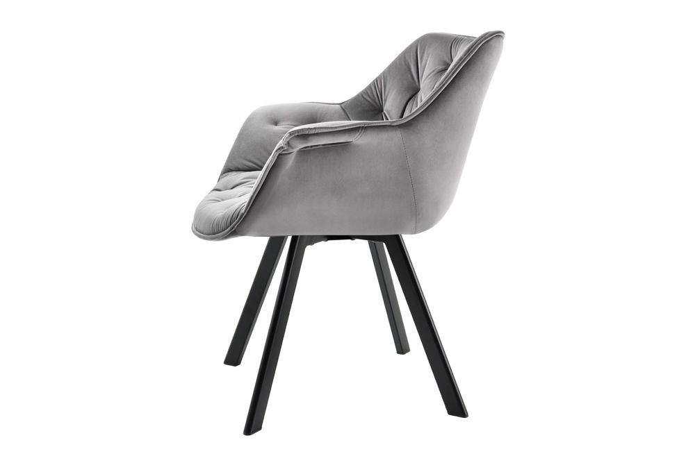 Drehbarer Stuhl THE DUTCH COMFORT Samt grau mit Armlehnen Modern Design
