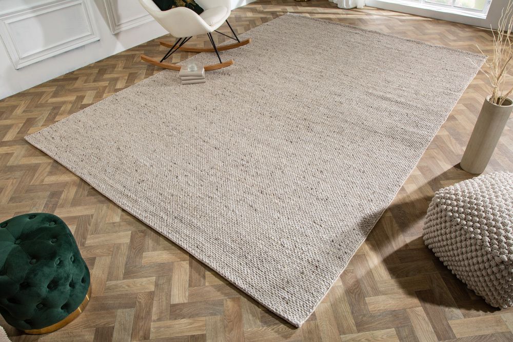 Design Teppich WOOL XXL 350x240cm silbergrau aus Wolle