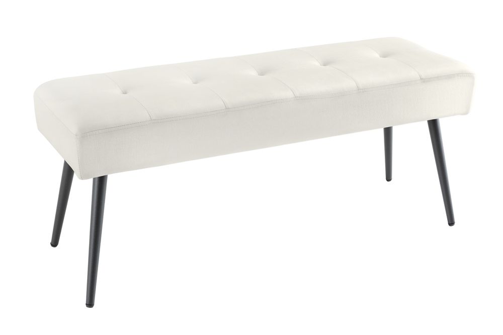 Design Sitzbank BOUTIQUE 100cm champagner Samt schwarze Metallbeine