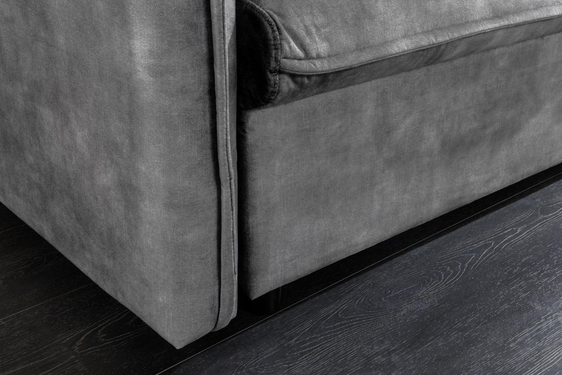 XXL Sofa mit Schlaffunktion APARTMENT grau Samt inkl. Bettkasten und Kissen