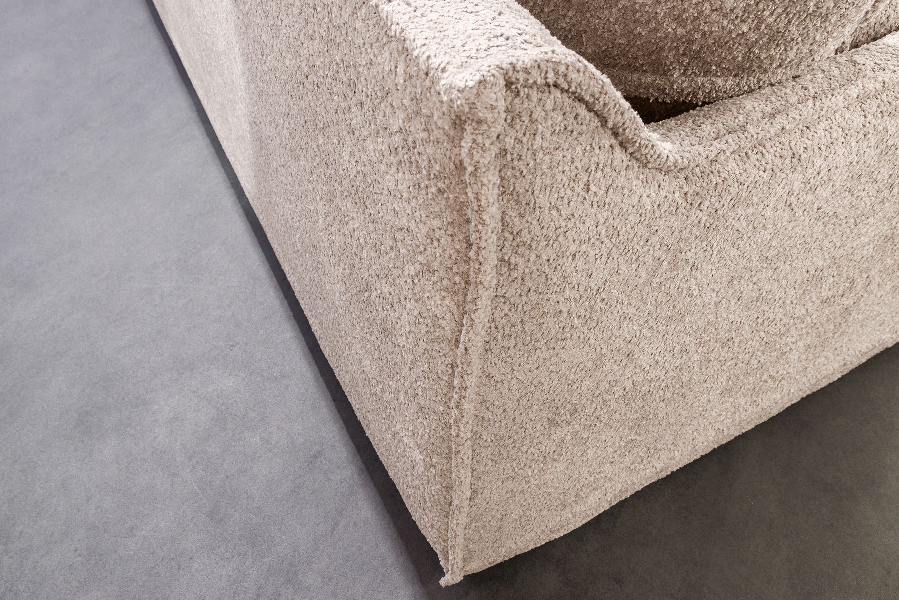 Großes 3-Sitzer Sofa HEAVEN 200cm champagner beige Bouclé Federkern Hussensofa
