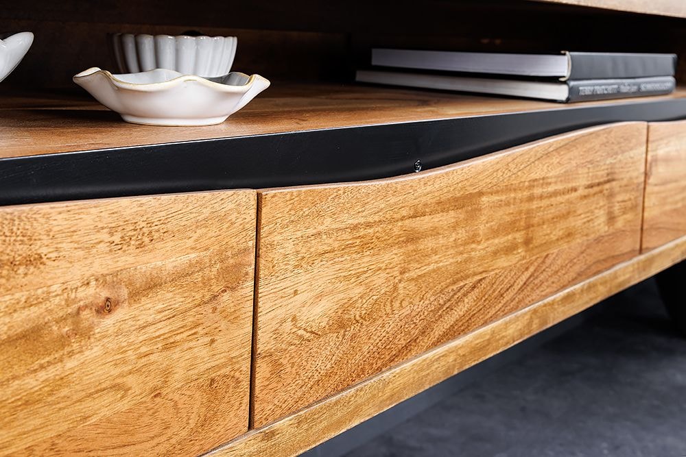 Hängendes TV-Lowboard MAMMUT 160cm braun Akazie honey finish Massivholz Baumkante