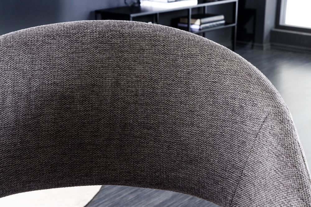 Design Stuhl NORDIC STAR grau Strukturstoff Massivholz mit Armlehne gepolstert