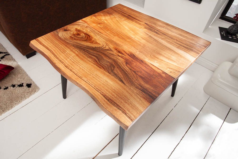 Massiver Beistelltisch ORGANIC LIVING 60cm braun Akazie Couchtisch Live Edge