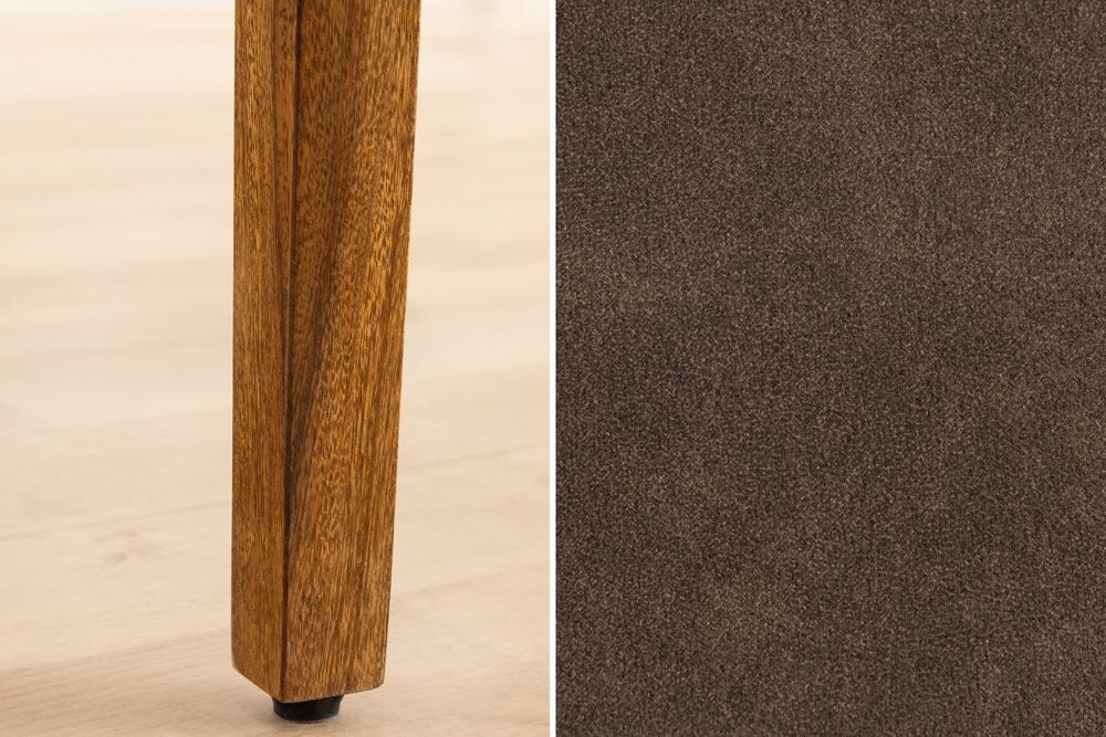 Massivholz Stuhl PURE braun stone finish antik braun Sheesham mit Microfaserstoffbezug