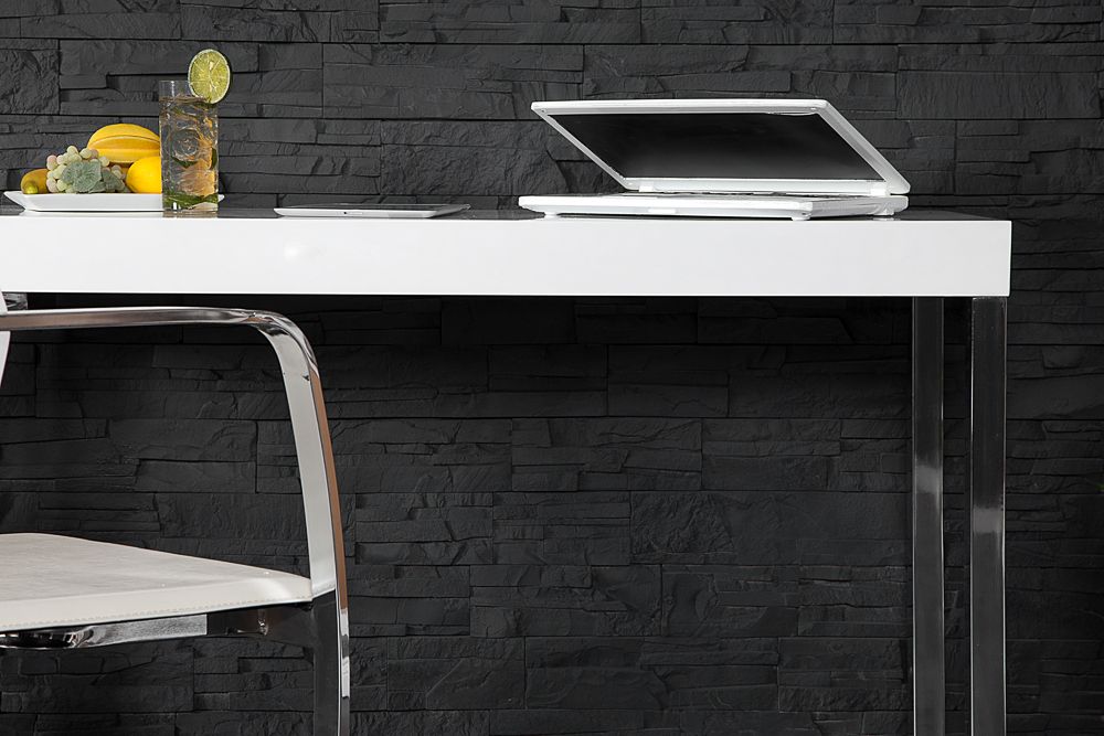 Design Konsole WHITE DESK 120cm weiß Hochglanz Bürotisch