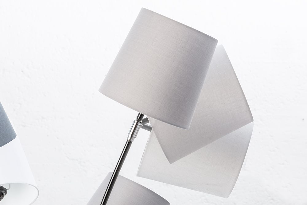Design Stehlampe LEVELS 176cm schwarz grau mit 5 Leinenschirmen