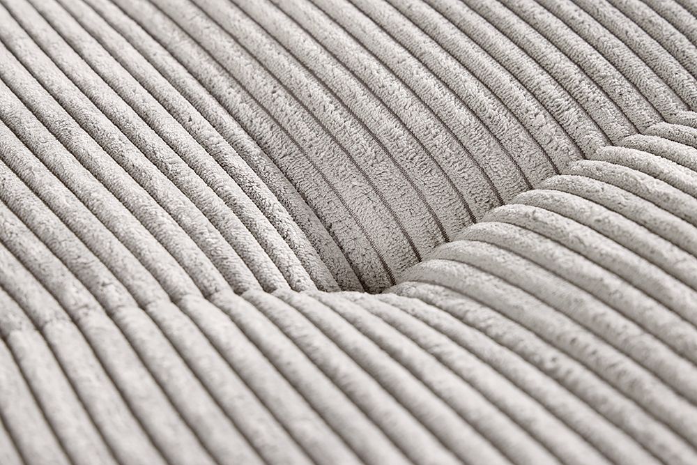 Modernes Ecksofa KENT 220cm beige Cord inkl. Hocker Federkern L-Form Wohnlandschaft