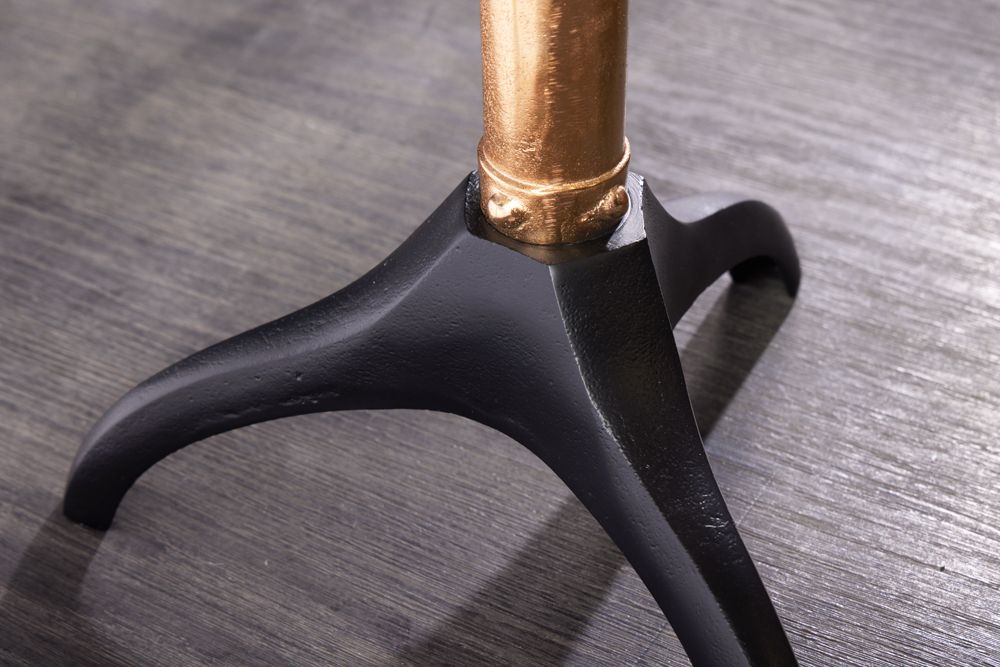 Handgefertigter Beistelltisch OCEAN 75cm gold schwarz Glasplatte Metall maritim rund