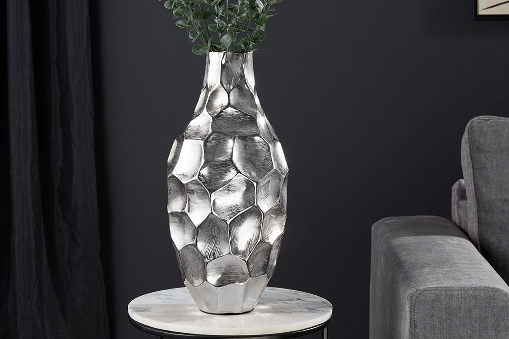 Elegante Vase ORGANIC ORIENT 45cm silber Hammerschlag Design