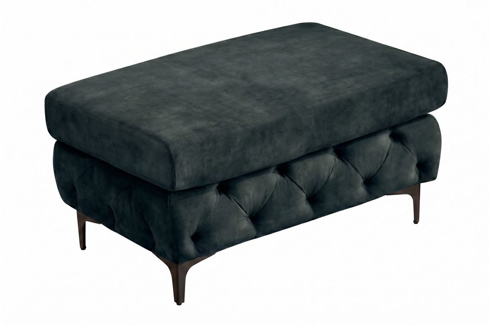 Chesterfield Sitzhocker MODERN BAROCK 95cm petrol Samt Fußhocker