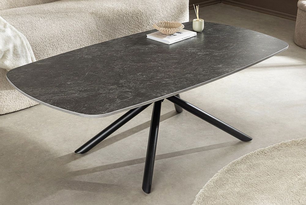 Design Couchtisch OSAKA 110cm anthrazit Keramik schwarz Metall mit Sterngestell