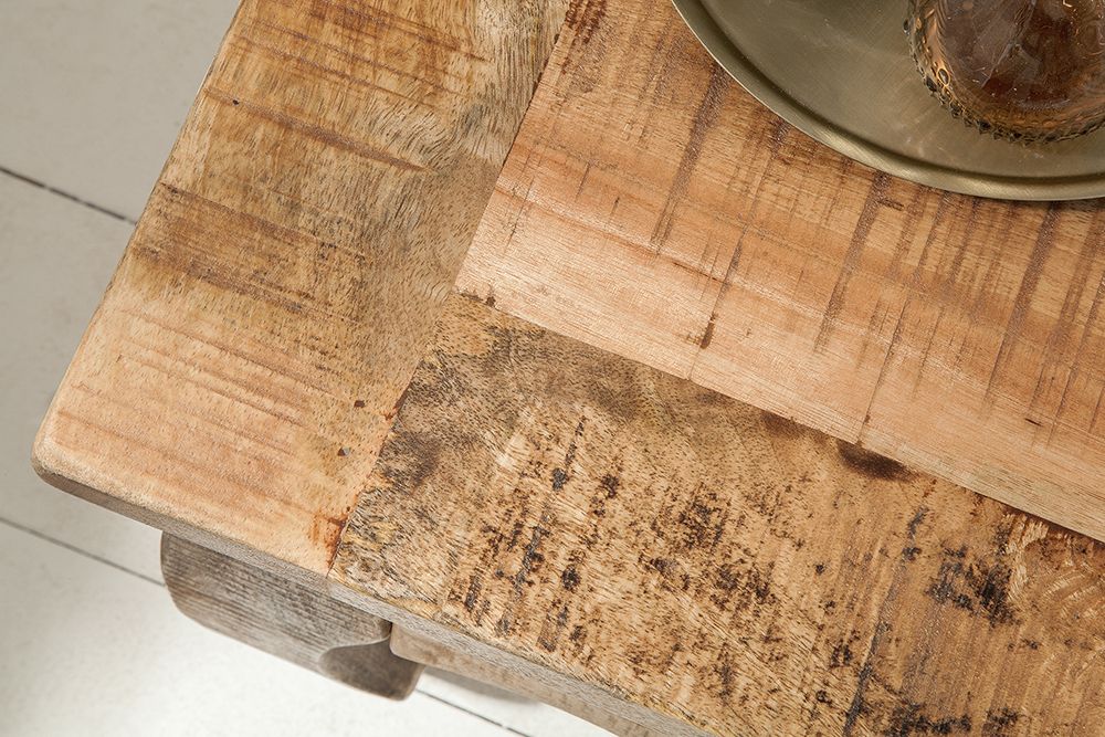 Massiver Couchtisch OPIUM ANTIQUE 60cm natur Mangoholz Beistelltisch
