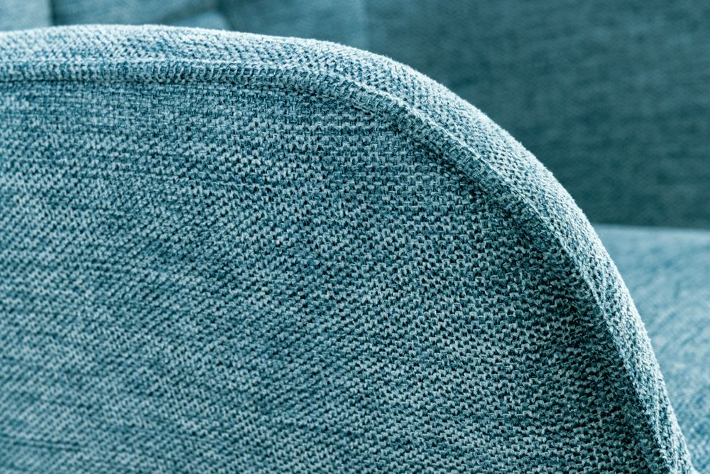 Moderner Sessel SCANDINAVIA blau Strukturstoff schwarz Metall mit Armlehne