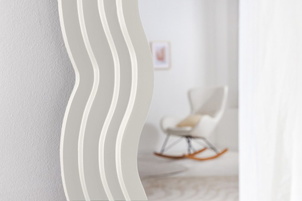 Design Wandspiegel WAVE 160cm weiß Rundbogen Spiegel