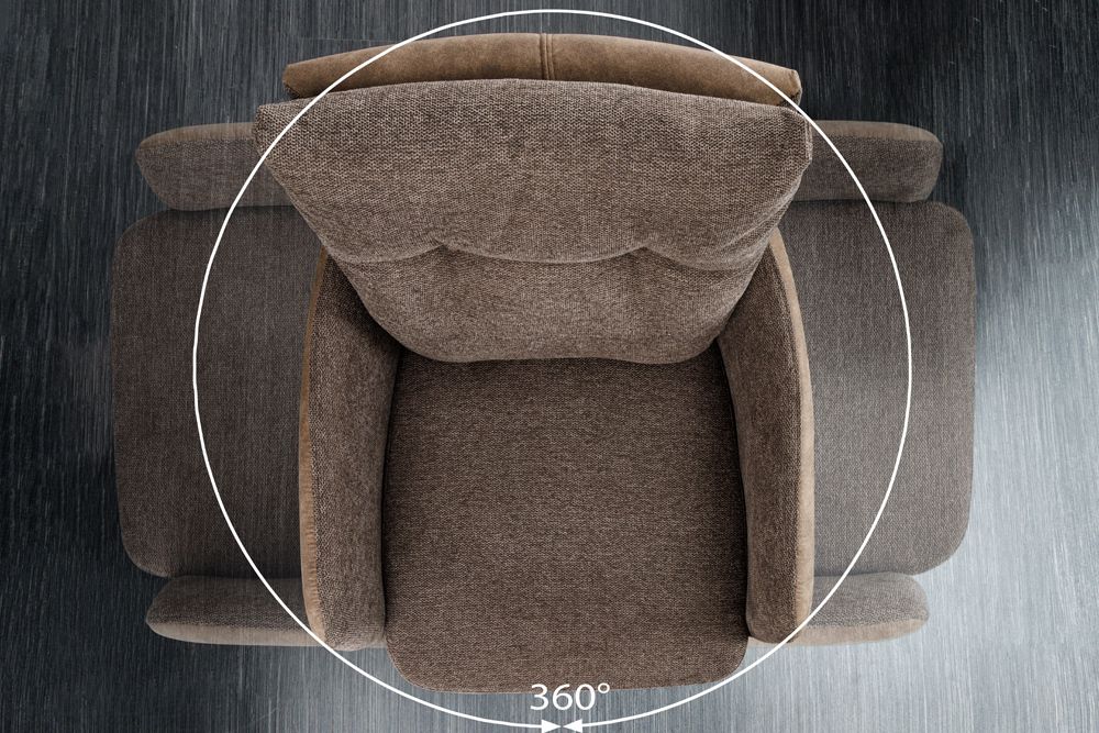 Drehbarer Stuhl BIG GEORGE taupe Microfaser Webstoff Taschenfederkern Metall schwarz