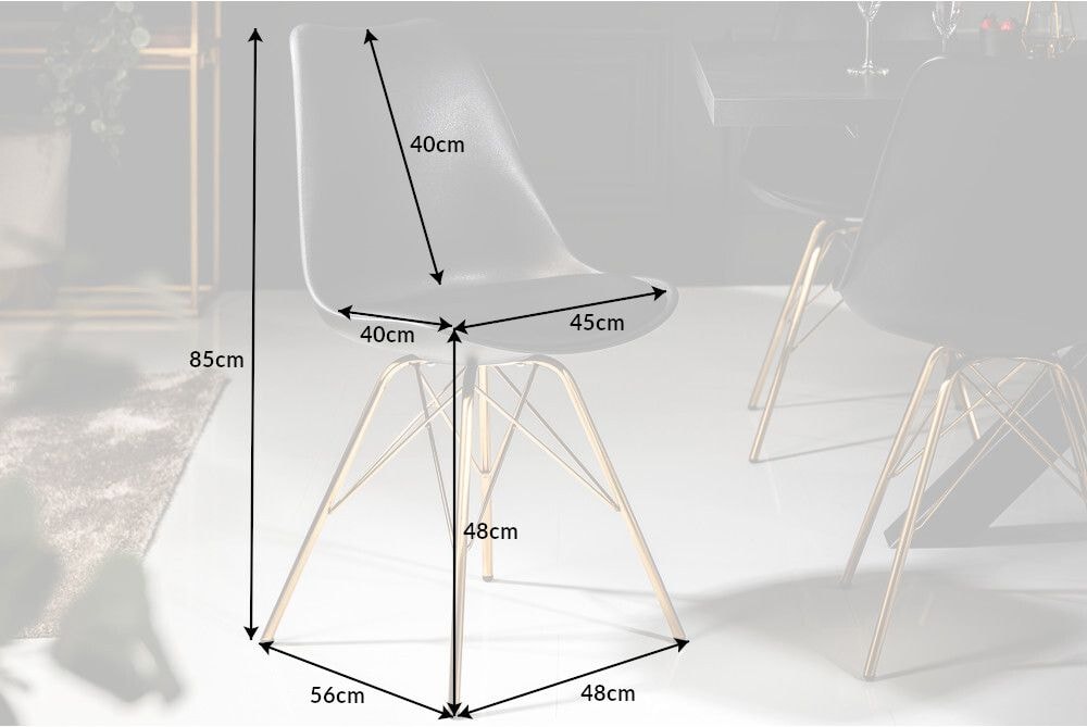 Design Stuhl SCANDINAVIA MEISTERSTÜCK schwarz goldene Beine