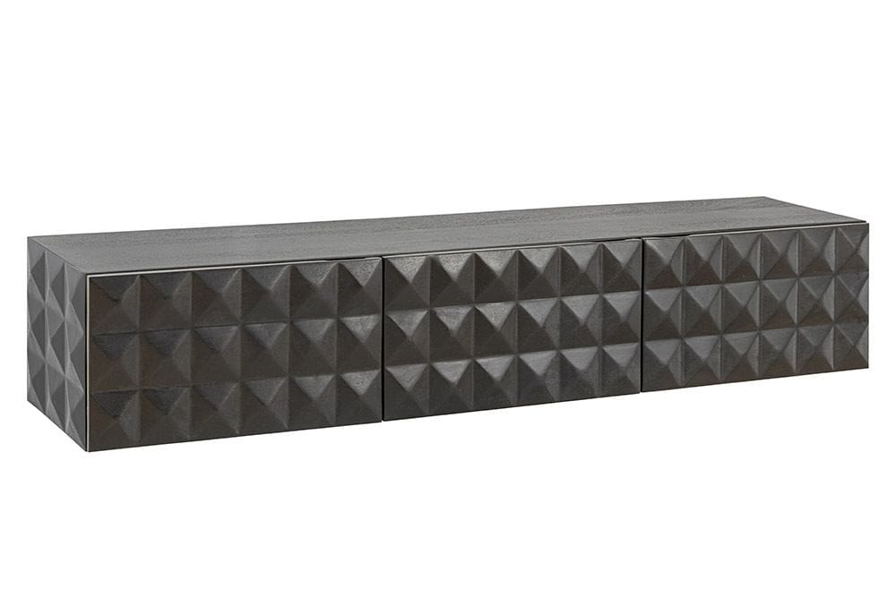 Hängendes TV-Lowboard VULCANO 160cm schwarz Mangoholz massiv