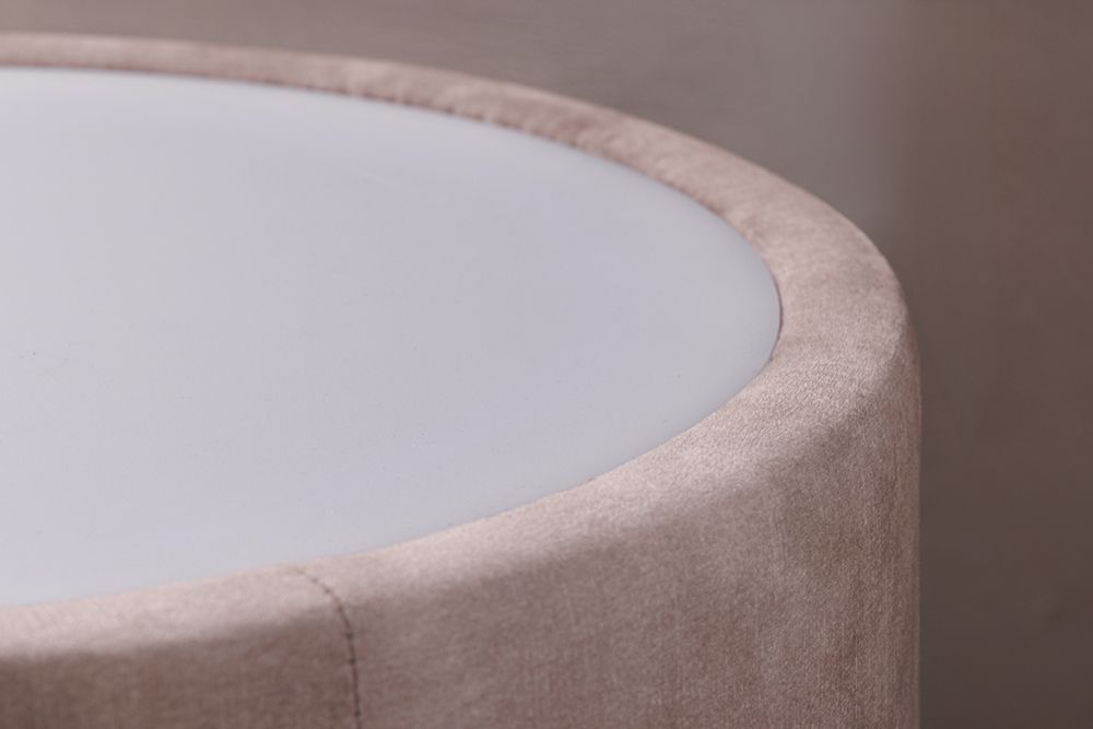 Runder Nachttisch SIGNUM 55cm champagner beige Vogue Seiden Samtstoff inkl. Beleuchtung