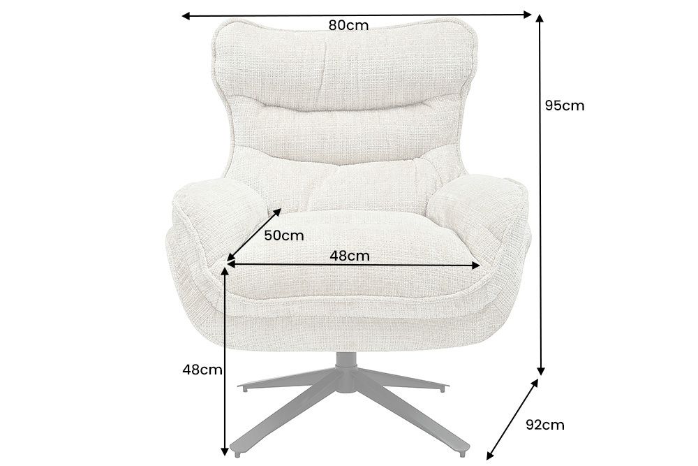 Drehbarer Sessel CLOUD champagner beige Chenille schwarz Metall