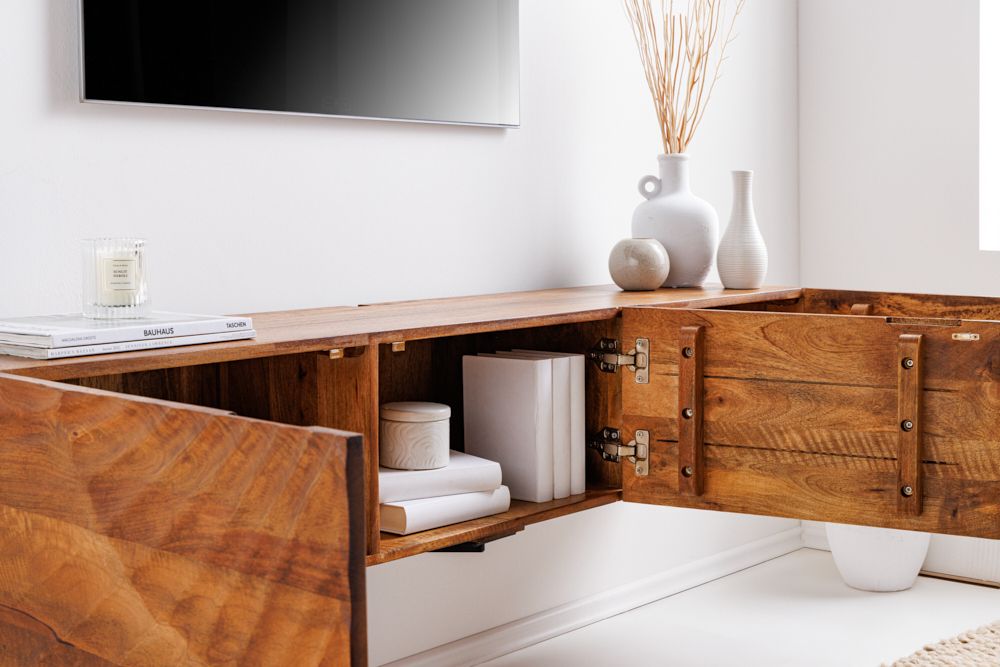 Massivholz TV-Bank SCORPION 160cm braun Mango Lowboard Hängeschrank