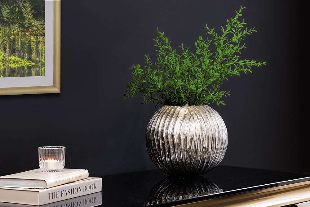 Handgefertigte Deko-Vase ELEGANCE 25cm silber Hammerschlag Design