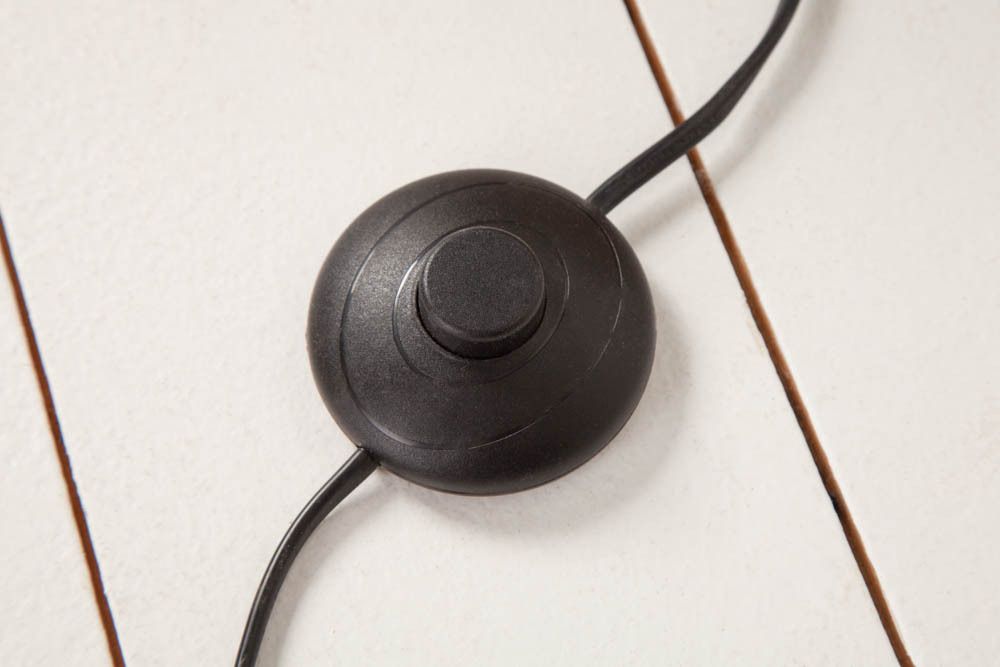 Design Stehlampe ELEMENTS 147cm schwarz Baumwollschirm Fuß mit Massivholz
