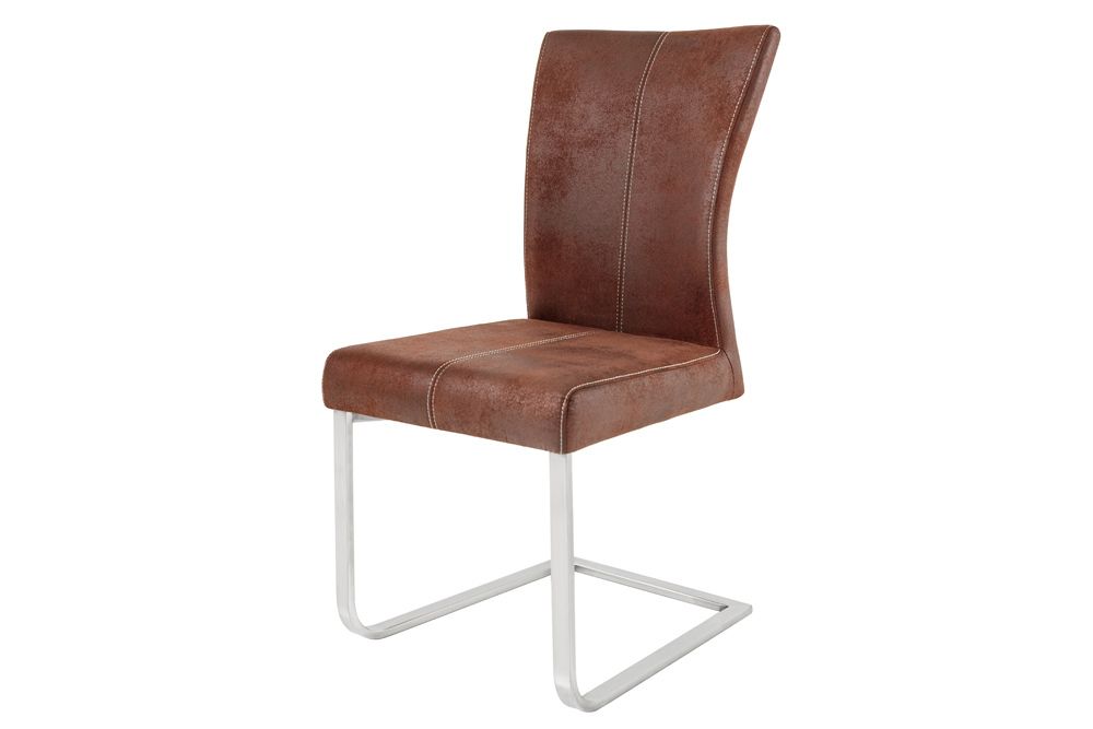 Freischwinger Stuhl SAMSON dark coffee Edelstahlrahmen mit Komfortgriff