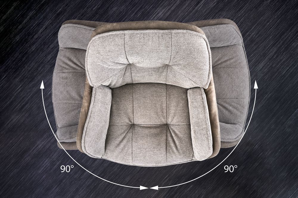 Drehbarer Design Stuhl MR. LOUNGER vintage taupe Microfaser mit Armlehne