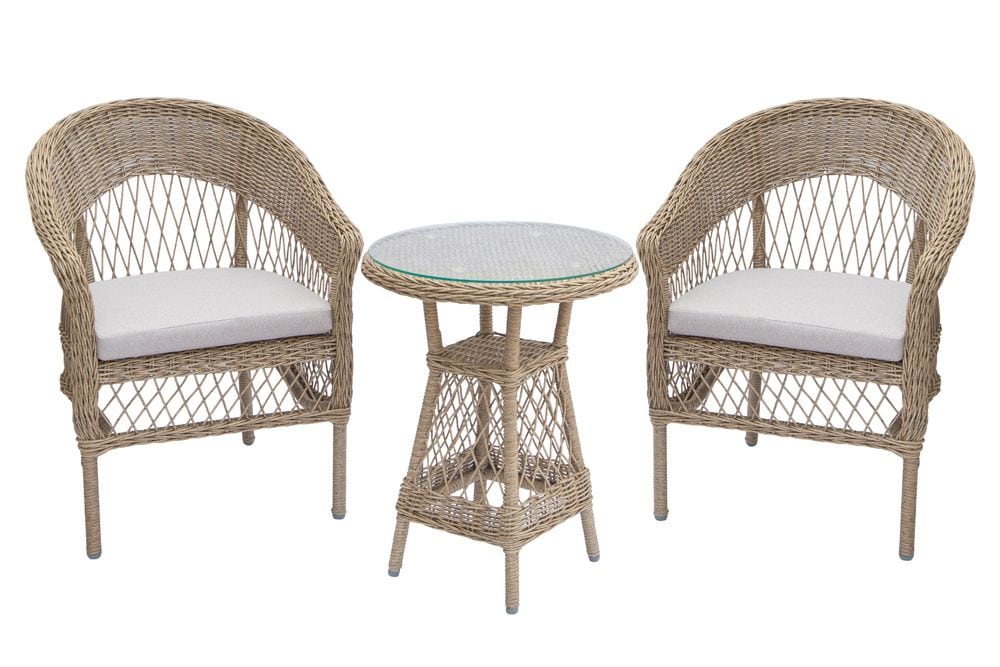 In- und Outdoor Garten-Set ELYSEE natur taupe Polyrattan Aluminium inkl. Tisch Kissen