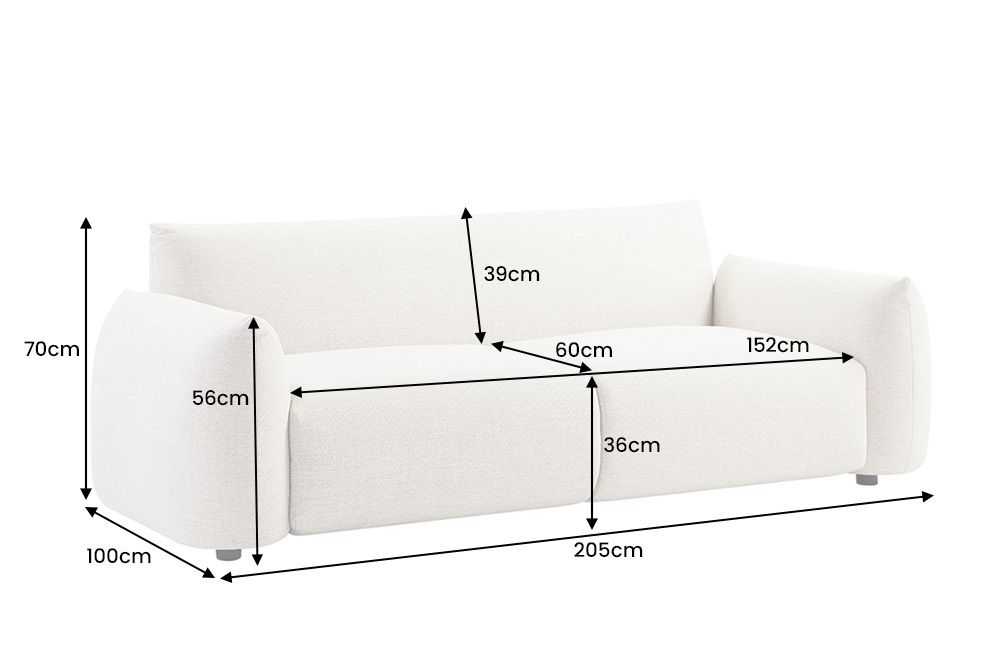 In- und Outdoor Sofa SEAHAWK 205cm creme Aluminium Olefin wetterfest 2-Sitzer Couch