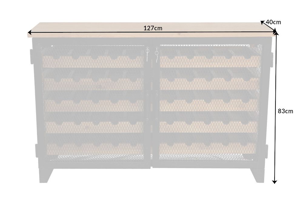 Industrial Weinschrank BODEGA 130cm recyceltes Pinienholz natur Weinregal für 55 Flaschen